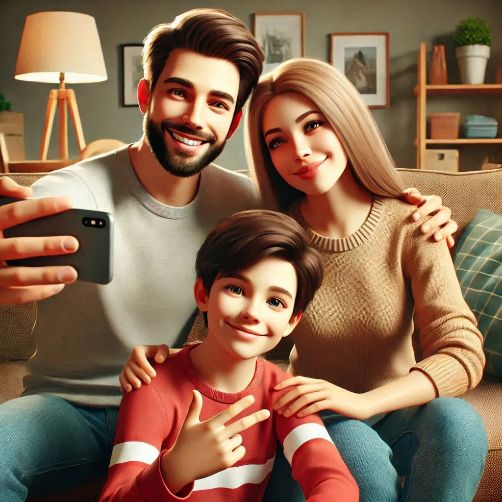 Instagram Caption With A Happy Family In A Realistic Setting