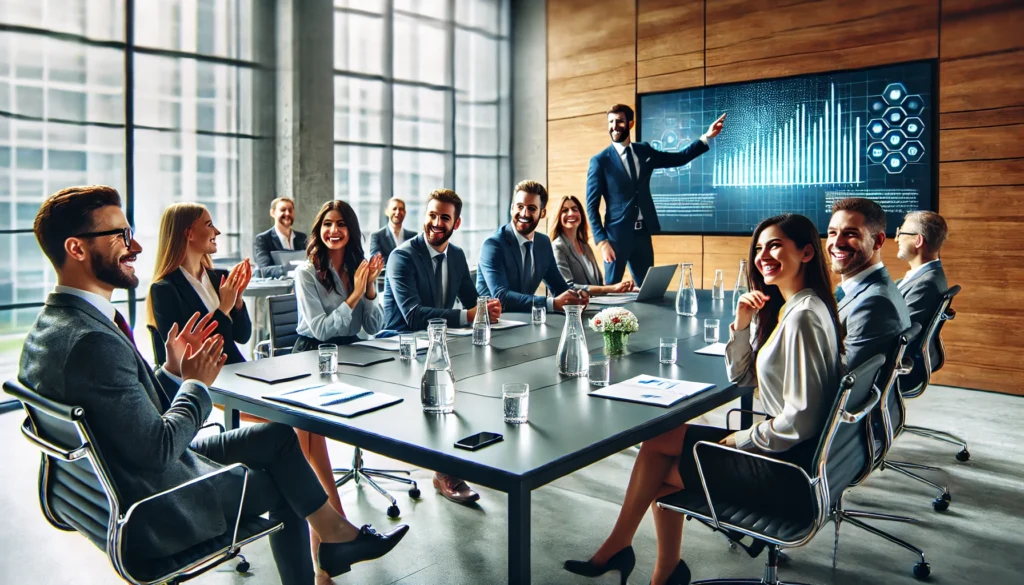 employees in motivational workshop